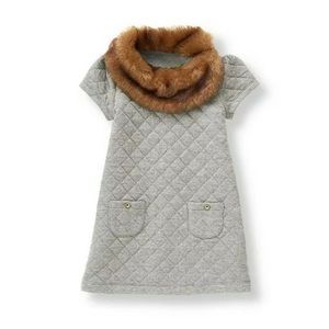 *SOLD* Janie & Jack Faux Fur Collar Gray Dress